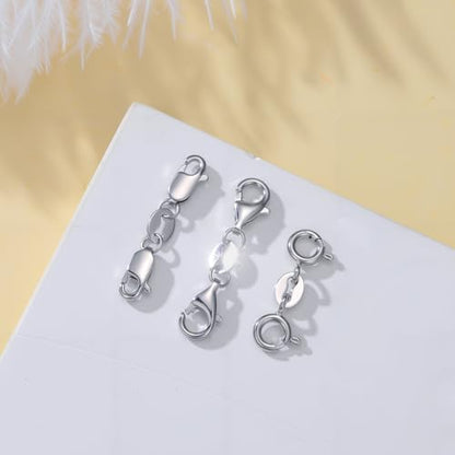 925 Sterling Silver Lobster Clasp for DIY Necklace Bracelet Jewelry Making, Double Spring Clasp with Closed Jump Rings, Necklace Extender Clasp Connector Bracelet Extension (Style 12) - style: Style 12