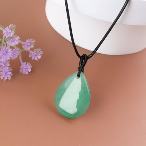Teardrop Gemstone Necklaces for Women, Healing Crystal Pendant Necklace Birthstone Jewelry for Women - color: Green Aventurine