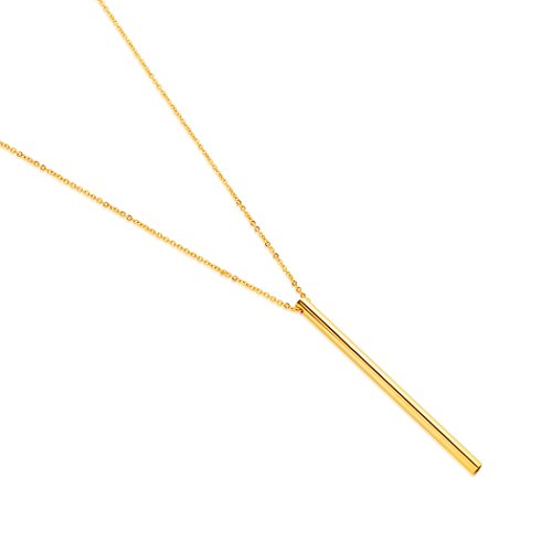 West Coast Jewelry ELYA Women's Polished Long Bar Gold Plated Necklace | This gold-plated necklace delivers a luxurious finish backed by tarnish-resistant steel.
