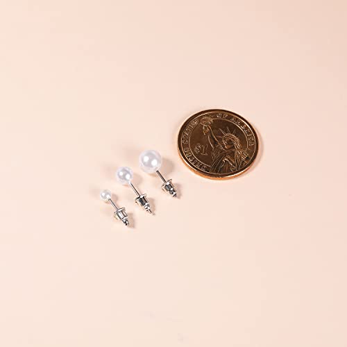 AoedeJ Colorful Pearl Stud Earrings - Small Pearl Earrings Set in Stainless Steel for Women - color: 8mm