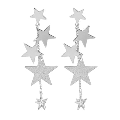 Star Long Tassel Clip On Dangling Earrings for Women Girls Faux Pearl Shooting Stars Meteor Drop Dangle Non Piercing Statement Earring Fashion Lucky Jewelry Gifts for Sensitive Ears Clips