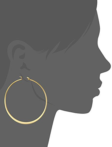 Amazon Essentials Gold Plated or Stainless Steel Flattened Hoop Earrings - color: Yellow Gold, size: 60 mm