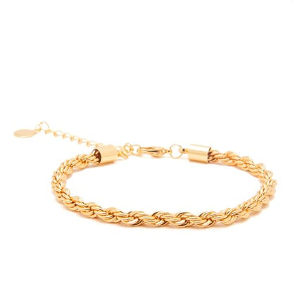 Timeless 18K Gold Vermeil Bracelet for Women, Hypoallergenic Nickel-Free Charm, Durable Everyday Jewelry Gift Tarnish-Resistant - style: Spencer Gold Braided Bracelet