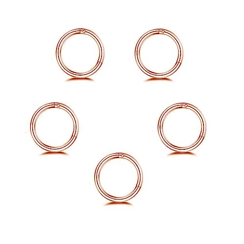 5Pcs Stainless Steel 16G 18G Sleeper Hoop Earrings for Women Men Septum Hinged Clicker Nose Lip Ring Helix Daith Cartilage Tragus Piercings Tiny Small Huggie Hoops Hypoallergenic Sensitive Ears Jewelry - style: 10mm in rose gold-tone 18G