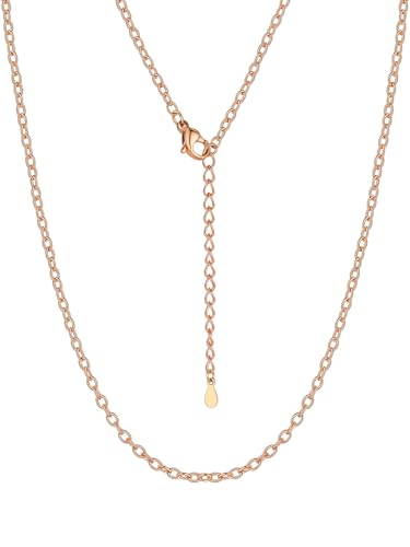Suplight Stainless Steel Cable Chain Necklaces for Men Women 14K Gold/Black/Rose Gold Plated Cable Link Chains, 2mm Thin & Dainty & Sturdy Chains for Pendant 14"-30" Length - color: elegant rose gold, size: 30
