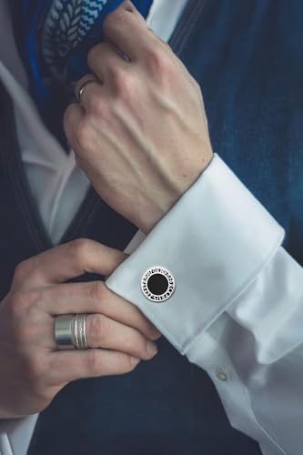 Cufflinks for Men Delicate Stainless Steel Wedding Business Cufflinks Gifts for Groom Husband French Shirt Accessories - style: Viking Symbol-Silver