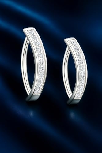 VOJO Moissanite Clicker Belly Button Ring, Titanium 2 Pcs 10&12mm Reverse Curved Hoop Navel Barbell Piercing Jewelry - color: White Gold