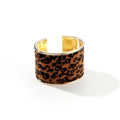 COLORFUL BLING Metal Punk Leopard Print Bangle Bracelet for Women Wide Chunky Gold Stackable Wrapped Open Cuff Bracelets Wristband Statement Jewelry - style: style 1