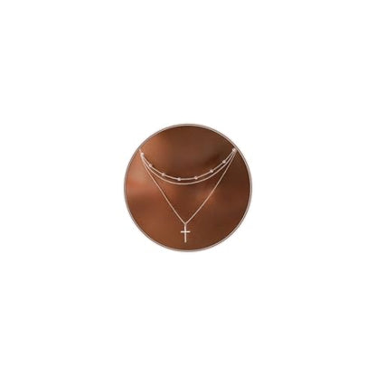 Airmb Cross Necklace for Women Gold/Silver Plated Layered Dainty Cross Chain Trendy Choker Satellite Charm Small Crucifix Pendant Gold/Silver Necklace Stackable Hypoallergenic Delicate Gift for Women - color: Silver-3PCS Cross
