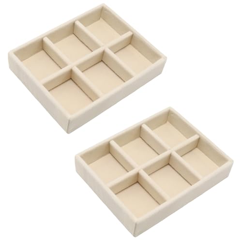 2pcs Velvet Ring Holder,Jewelry Organizer Tray Small Ring Display,Stackable Insert Holders for Jewelry Box/Home Show Storage(Beige B) - color: Beige, size: B