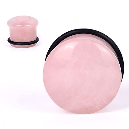 Oyaface 8 PCS Natural Stone Ear Plugs Set Piercing Gauges Black Pink Blue White - color: 0G (8mm), 8 PCS with O-Ring