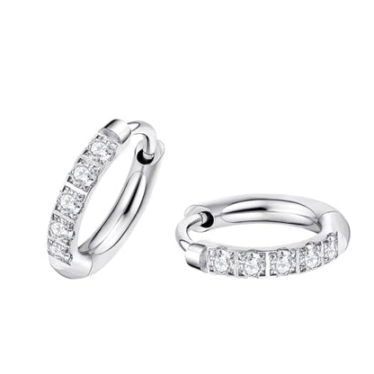 316L Surgical Steel Huggie Hoop Earrings | Dainty Pave Cubic Zirconia Cartilage Tiny Earring for Sensitive Ears Hypoallergenic Lightweight for Women Men - style: Silver,20G*8mm