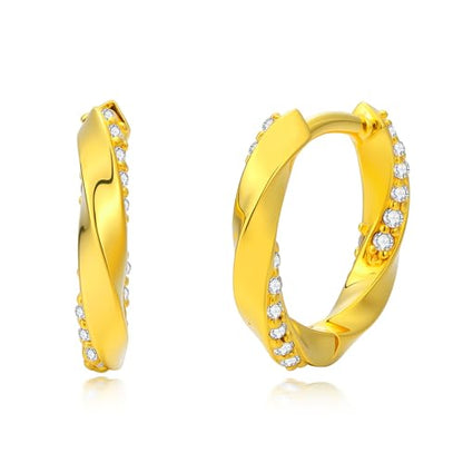 14K Gold Earrings for Women Gold Filigree/Celtic Huggie Earrings Jewelry Easter Mothers Day Gifts for Mom Girlfriend - style: Zircon