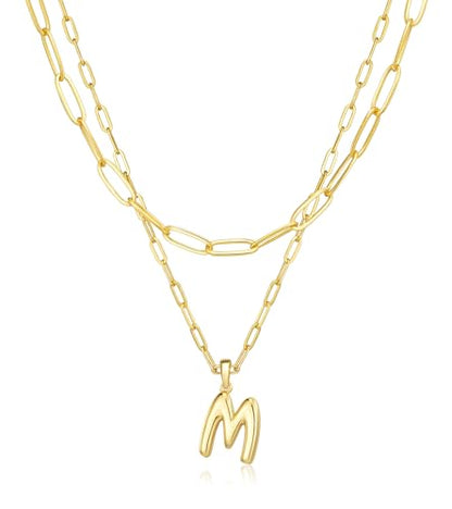 adoyi Dainty Heart Initial Necklaces 14K Gold Plated Layered Letter A-Z Pendant Necklace Stack Trendy Jewelry Birthday Valentines Gifts for Women Jewelry - color: Gold-Letter, style: M