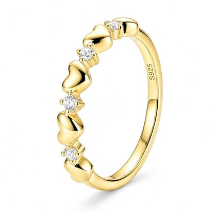 Cross Ring 14K Gold Plated 925 Silver with CZ, Stackable Rings - color: Love 14K Gold, size: 8
