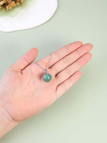 Jovivi Amethyst Obsidian Healing Crystals Ball Necklace for Women Men | 14mm Natural Stone Round Ball Bead Necklace Handmade Gemstone Pendant Protection Crystals Birthstone Jewelry - color: Green Aventurine