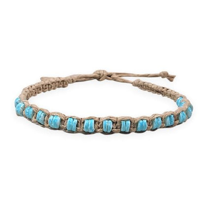 BlueRica Hemp Anklet with Puka Shell Beads - style: Blue