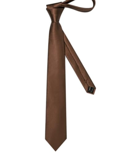 Solid Color Tie and Pocket Square with Tie Clip Lapel Pin Silk Formal Necktie Set Wedding Formal - color: Brown