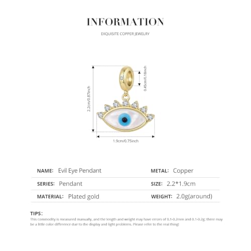 Animal Charms for Bracelets 925 Sterling Silver Bead Charms Bee Butterfly Fox Charm Fits Bracelets and Necklaces Cute Charms for Women - color: Evil eye