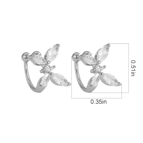 Ear Cuff Earrings for Women Non Piercing Faux Earring Cuff Rose Gold Earring Cuffs Non Pierced - color: Silver butterfly ear cuff