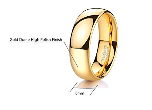 CROWNAL 2mm 4mm 6mm 8mm 10mm Tungsten Wedding Band Ring Men Women Plain Dome Polished Size Comfort Fit Size 3 To 17 - color: Gold 8mm