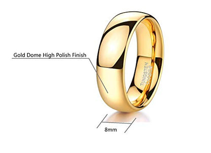 CROWNAL 2mm 4mm 6mm 8mm 10mm Tungsten Wedding Band Ring Men Women Plain Dome Polished Size Comfort Fit Size 3 To 17 - color: Gold 8mm