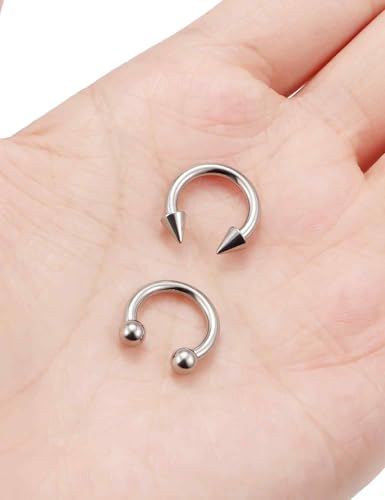 ASTM F136 Titanium 20/18/16/14/12/8/6/4/2g Internally Threaded Horseshoe Nose Septum Ring Gauge Earrings Lip Rings Prince Albert Jewelry Hoop Piercings for Women Men - size: 12g*10mm
