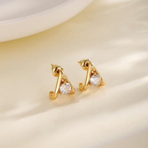 Gold Earrings for Women Trendy,14K Gold Plated Stud Earrings Dainty Simple Minimalist Hypoallergenic Earring for Women Gifts