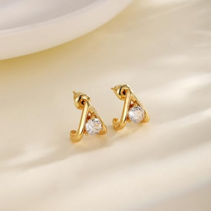 Gold Earrings for Women Trendy,14K Gold Plated Stud Earrings Dainty Simple Minimalist Hypoallergenic Earring for Women Gifts