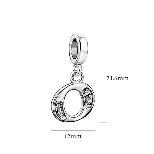 LSxAB Sparkling Initial Letter Charm Compatible with Pandora Charms Bracelets for Women A-Z Pendant Jewelry - style: O