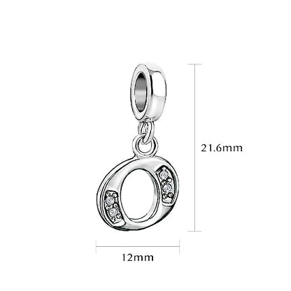 LSxAB Sparkling Initial Letter Charm Compatible with Pandora Charms Bracelets for Women A-Z Pendant Jewelry - style: O