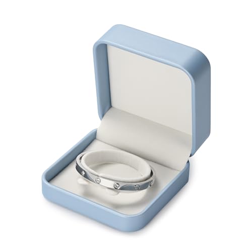 Oirlv Blue Bracelet Bangle Gift Box | Blue Leather Exterior, Soft Interior Padding, Holds Bracelets Securely, Elegant Presentation for Gifts - color: Sky Blue, size: Bracelet Box