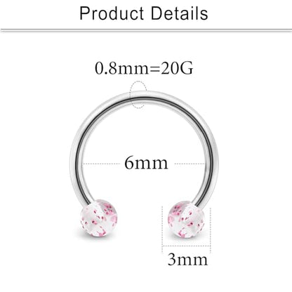 Cisyozi 20G 18G 16G 14G Septum Rings 316L Surgical Steel Septum Nose Lip Rings Horseshoes Cartilage Helix Tragus Rook Daith Earring Hoop Smiley Piercing Jewelry for Women Men 8mm 10mm 12mm 14mm 16mm - color: Mix Color-20G-Inner Dia:6mm-Balls:3mm