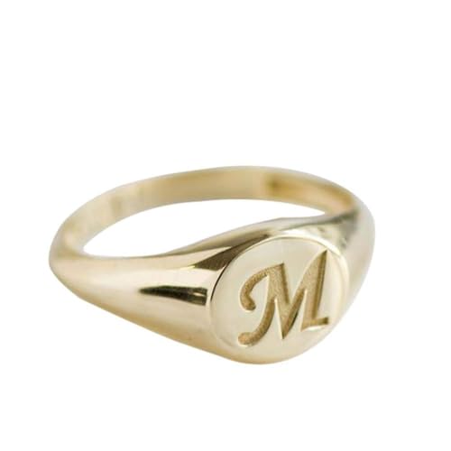 Customized 925 Silver Letter Ring Personalized Initial Jewelry Custom Signet Ring - color: Gold-Copper Material
