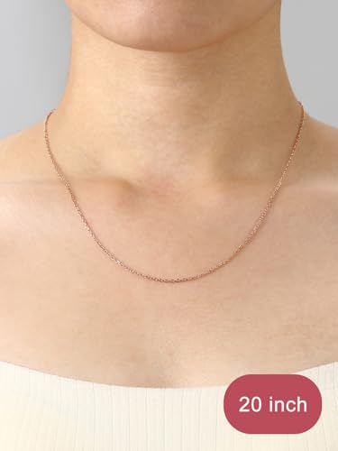 FOCALOOK Womens Chain Necklace, 1/1.4/2mm Thin Cable Link Necklace Chain | Hypoallergenic 316L Stainless Steel, Non Tarnish, Sturdy Chain for Pendants, 14K Gold Plated/Silver/Rose Gold/Black, 14-30" - color: 1.4mm Rose Gold, size: 24 Inch
