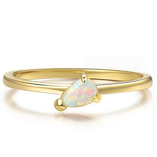 BLOSSOM & HUE Minimalist Opal Stacking Ring Pear Shaped Gold Opal Ring