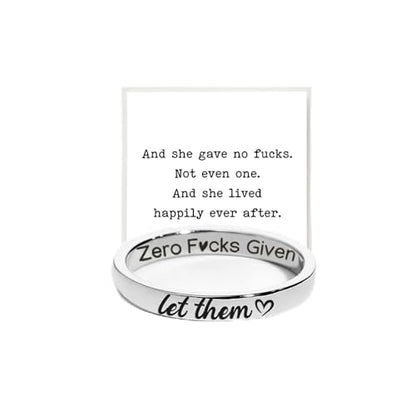 This Too Shall Pass But Fucking Hell Inspirational Mantra Ring For Women, Best Friends Engraving Stackable Self Worth Hidden Message Encouragement Friendship Gift Jewelry - color: Silver 7