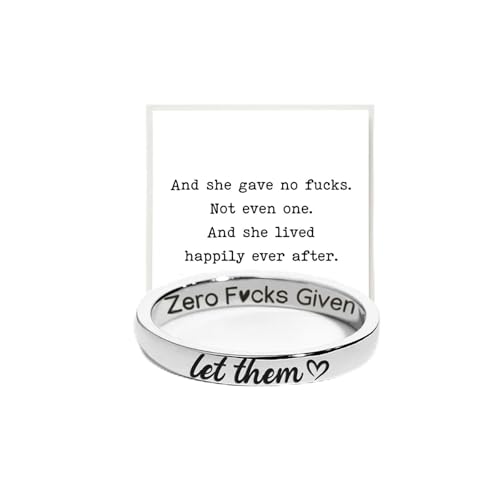 This Too Shall Pass But Fucking Hell Inspirational Mantra Ring For Women, Best Friends Engraving Stackable Self Worth Hidden Message Encouragement Friendship Gift Jewelry - color: Silver 6