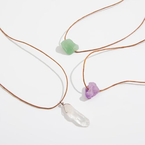 Crystal Holder Necklace for Women Natural Gemstone Crystal Pendant Necklace Handmade Boho Sun Necklace Summer Beach Jewelry Accessories - color: Purple