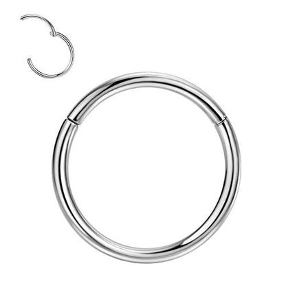 Titanium Nose Rings Hinged Hypoallergenic Nose Hoop for Women & Men | Seamless Clasp, Used in Nostril, septum, lip, and all ear piercings. 20 Gauge to 10 Gauge, Inner Diameter 5mm to 16mm - color: Silver, size: 20 Gauge,9mm