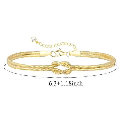 14K Gold Plated Dainty Stackable Bracelet Set, Heart Pearl Knot Beaded Chain Women Gift - color: Gold