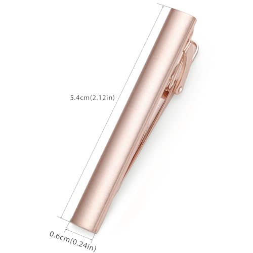 HONEY BEAR 5cm/5.4cm/6cm Mens Tie Clip Bar for Normal Size Steel Business Wedding Gift 1.97"/2.12"/2.36" - style: 5.4cm Brushed Rose Gold Vertical