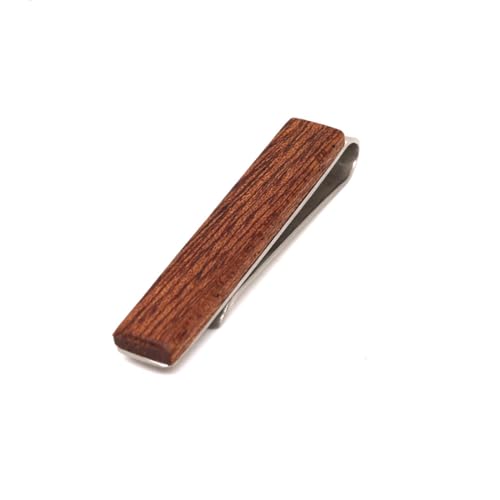STJARNA Wood Tie Clip Brown 2inch Stainless Steel Tie Bar Handmade Jewelry - style: Dark Brown