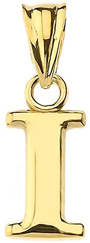 10K Yellow Gold Fine Mini Dangling Initial A-Z Charm 1/2" Pendant - Choice of Initial Letter - style: Letter I Initial Charm