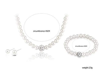 CSIYANJRY99 Pearl Necklace and Earring Set Faux Pearl Jewelry Sets for Women Imitation Beaded Pearl Necklace Bracelet Stud Earrings for Women - color: C