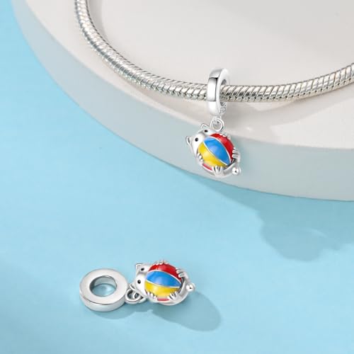925 Sterling Silver Bead Charm for Pandora Bracelets and Necklaces,Pink Bow Cherry Butterfly Blue Ocean Pendant Bead Charms Jewelry Present Valentines Gifts for Wife/Girlfriend Women - style: Kitten Play Ball Charms