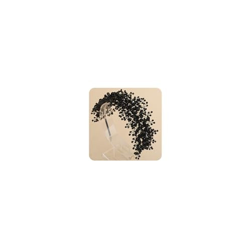 Rhinestones Beads Hair Crown for Wedding Brides Women Tiara Jewelry Handmade Sparkle Hair Piece - color: Black