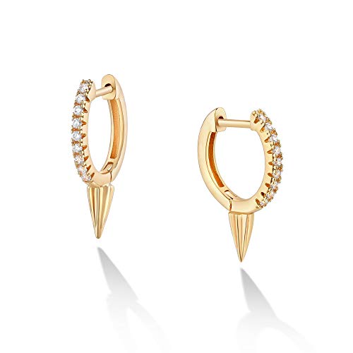 LOYATA Gold Huggie Hoop Earrings 14K Gold Plated Dainty Small Simple Hypoallergenic Jewelry Gift for Women - style: One Spike