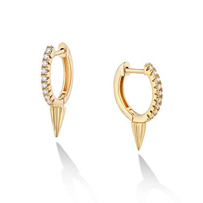 LOYATA Gold Huggie Hoop Earrings 14K Gold Plated Dainty Small Simple Hypoallergenic Jewelry Gift for Women - style: One Spike