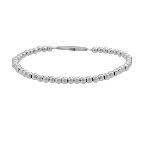 Women Evil Eye Ball chain Elastic bracelet with CZ Cubic Zirconia - color: Eye Silver